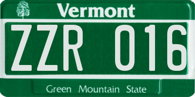 VT license plate ZZR016