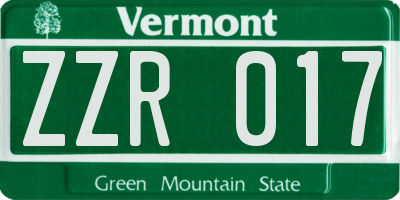 VT license plate ZZR017