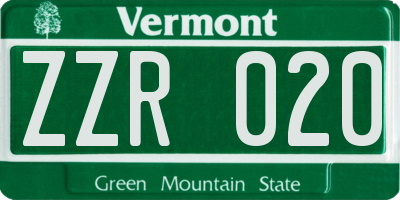 VT license plate ZZR020