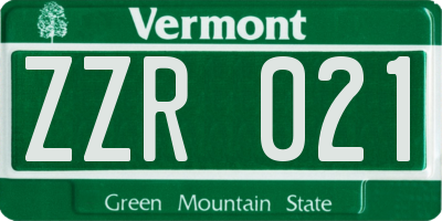 VT license plate ZZR021