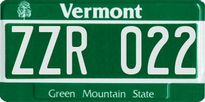 VT license plate ZZR022