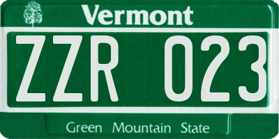 VT license plate ZZR023