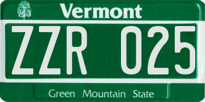 VT license plate ZZR025