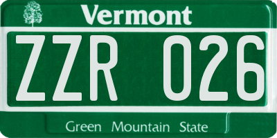 VT license plate ZZR026