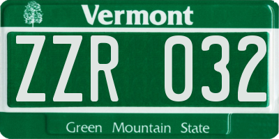 VT license plate ZZR032