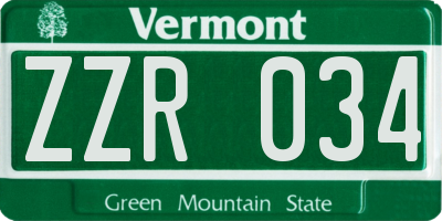 VT license plate ZZR034