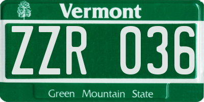 VT license plate ZZR036