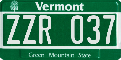 VT license plate ZZR037