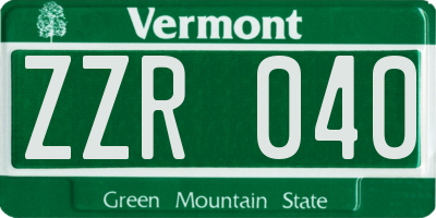 VT license plate ZZR040