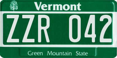 VT license plate ZZR042