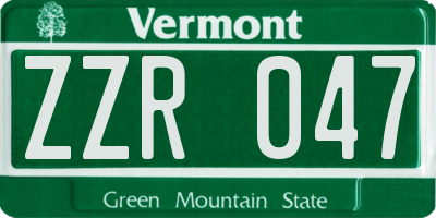 VT license plate ZZR047