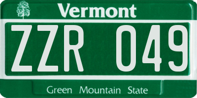 VT license plate ZZR049