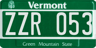 VT license plate ZZR053
