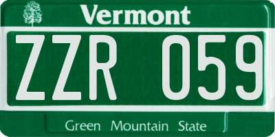 VT license plate ZZR059