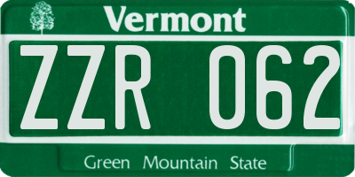VT license plate ZZR062