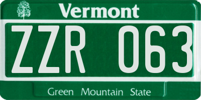 VT license plate ZZR063
