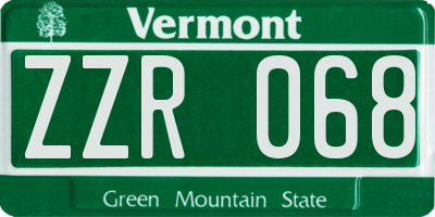 VT license plate ZZR068