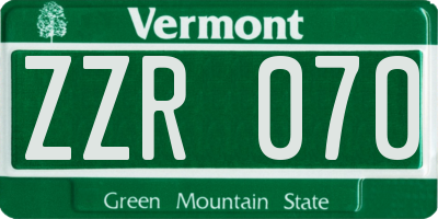 VT license plate ZZR070
