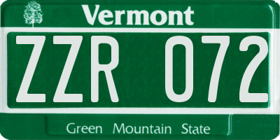 VT license plate ZZR072