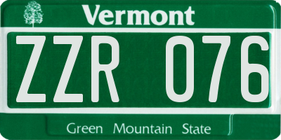 VT license plate ZZR076