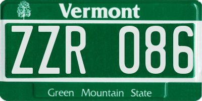 VT license plate ZZR086