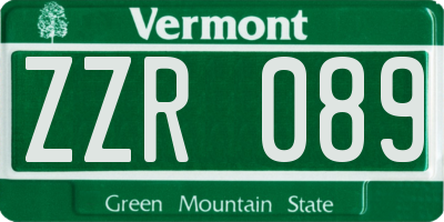 VT license plate ZZR089