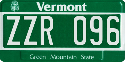 VT license plate ZZR096