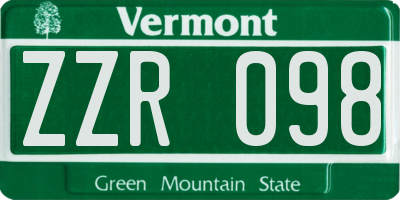 VT license plate ZZR098