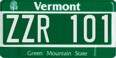 VT license plate ZZR101