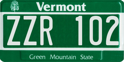 VT license plate ZZR102