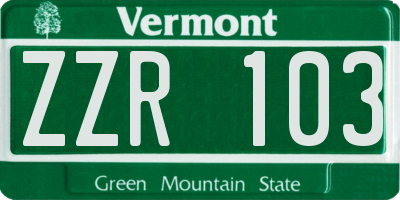 VT license plate ZZR103