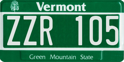 VT license plate ZZR105
