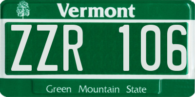VT license plate ZZR106