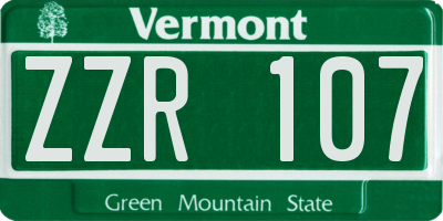 VT license plate ZZR107