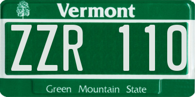 VT license plate ZZR110