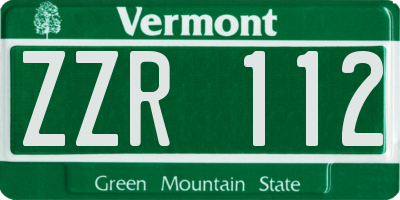 VT license plate ZZR112