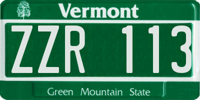 VT license plate ZZR113