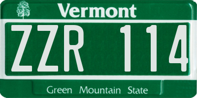 VT license plate ZZR114