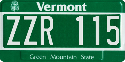 VT license plate ZZR115