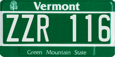 VT license plate ZZR116