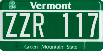 VT license plate ZZR117