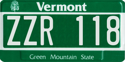 VT license plate ZZR118
