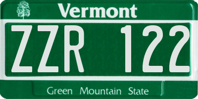 VT license plate ZZR122