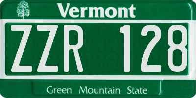 VT license plate ZZR128