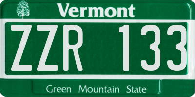 VT license plate ZZR133