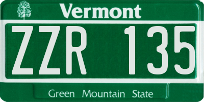 VT license plate ZZR135