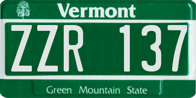 VT license plate ZZR137