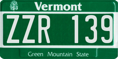 VT license plate ZZR139