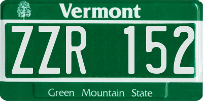 VT license plate ZZR152