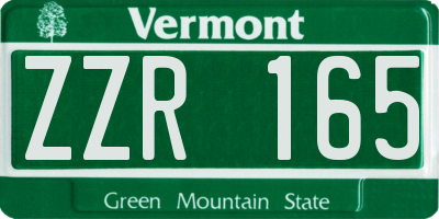 VT license plate ZZR165